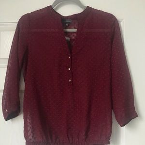 NWT! Swiss Dot blouse w/ gold button detail